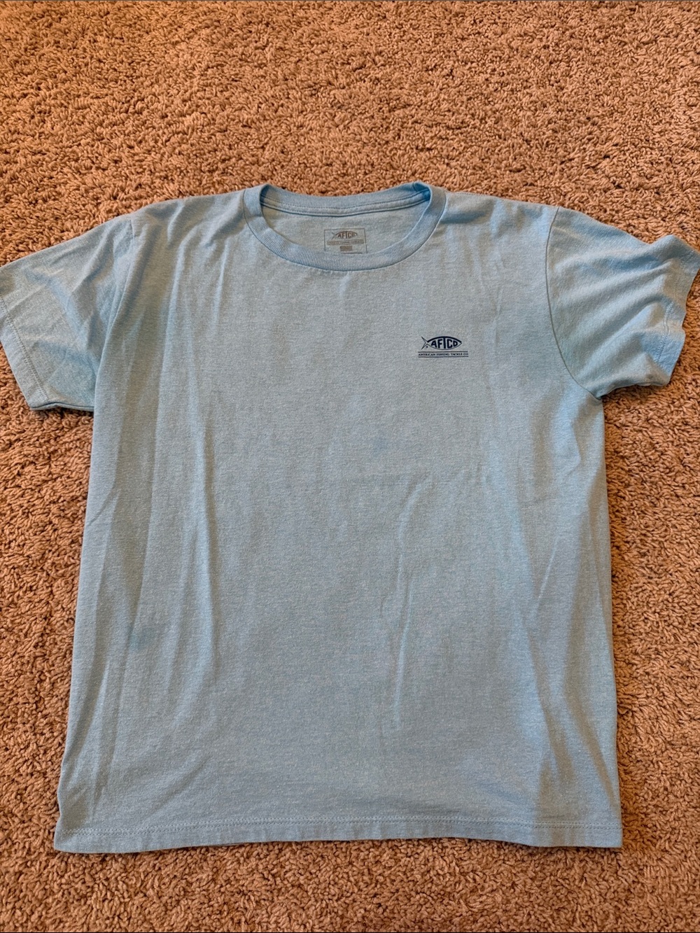AFTCO Kids Pale Blue Short Sleeve Crew Tee with Chest Logo